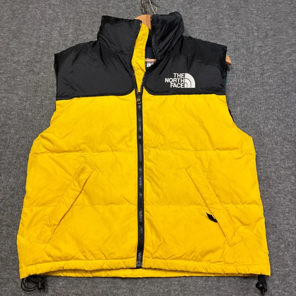 Vintage The North Face‎ Nuptse 700 Puffer Vest Mens Small Yellow Black Gorpcore